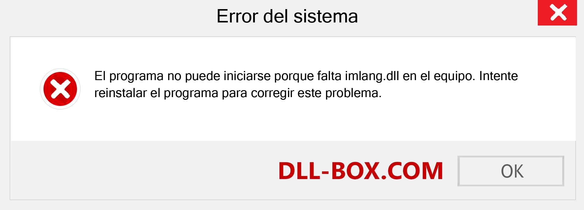 ¿Falta el archivo imlang.dll ?. Descargar para Windows 7, 8, 10 - Corregir imlang dll Missing Error en Windows, fotos, imágenes